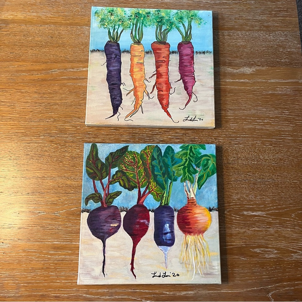 I painted this Colorful Vegetable Canvas Art Set